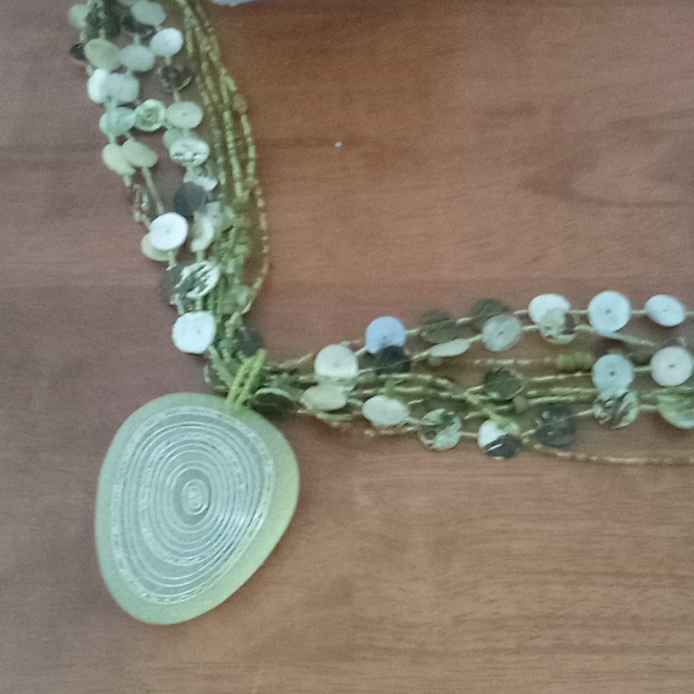 Multiple Strand Bead Medallion Statement Necklace - image 8